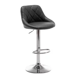 Σκαμπό Bar  GARSA Με Πλάτη Πτυσσόμενο Μαύρο PU/Μέταλλο 46x46x83-105cm