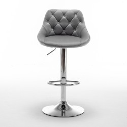 Σκαμπό Bar  JORDO Με Πλάτη Πτυσσόμενο Γκρι Βελούδο/Μέταλλο 46x46x83-105cm