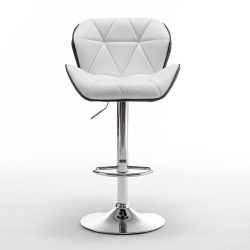 Σκαμπό Bar  DRASH Με Πλάτη Πτυσσόμενο Λευκό/Μαύρο PU/Μέταλλο 54x52x87-109cm