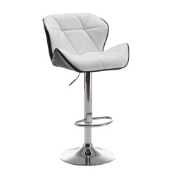 Σκαμπό Bar  DRASH Με Πλάτη Πτυσσόμενο Λευκό/Μαύρο PU/Μέταλλο 54x52x87-109cm