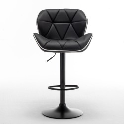 Σκαμπό Bar  DRASH Με Πλάτη Πτυσσόμενο Μαύρο PU/Μέταλλο 54x52x87-109cm