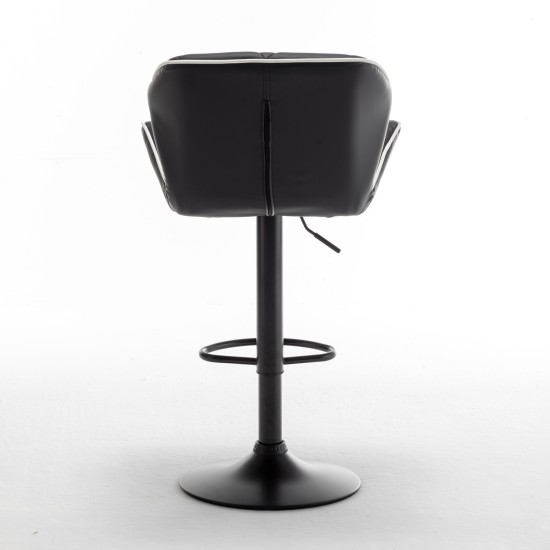 Σκαμπό Bar  DRASH Με Πλάτη Πτυσσόμενο Μαύρο PU/Μέταλλο 54x52x87-109cm