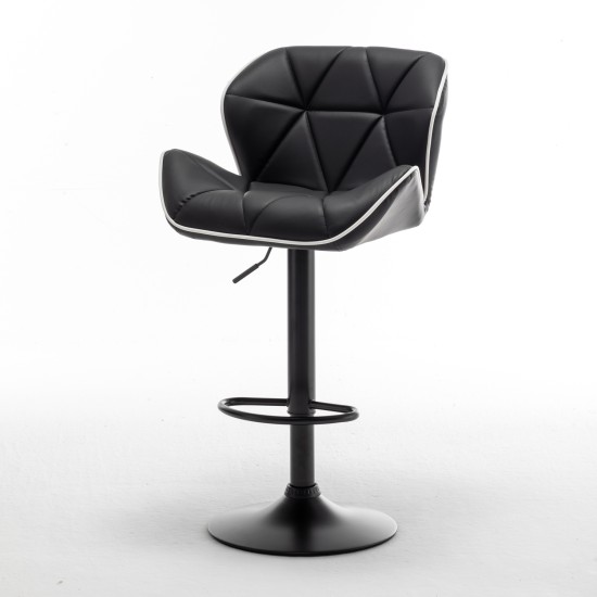 Σκαμπό Bar  DRASH Με Πλάτη Πτυσσόμενο Μαύρο PU/Μέταλλο 54x52x87-109cm