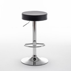 Σκαμπό Bar  LORTHA Πτυσσόμενο Μαύρο PU/Μέταλλο Φ39x64-86cm