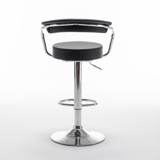 Σκαμπό Bar  PELI Με Πλάτη Πτυσσόμενο Μαύρο PU/Μέταλλο 51x50x83-105cm