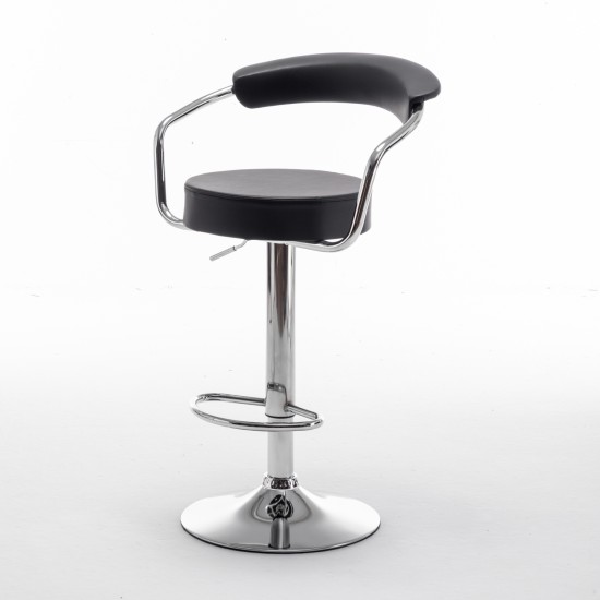 Σκαμπό Bar  PELI Με Πλάτη Πτυσσόμενο Μαύρο PU/Μέταλλο 51x50x83-105cm