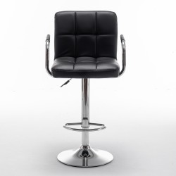 Σκαμπό Bar  RANCOR Με Πλάτη Πτυσσόμενο Μαύρο PVC/Μέταλλο 51x50x83-105cm