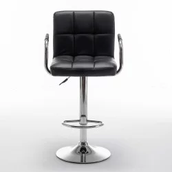 Σκαμπό Bar  RANCOR Με Πλάτη Πτυσσόμενο Μαύρο PVC/Μέταλλο 51x50x83-105cm