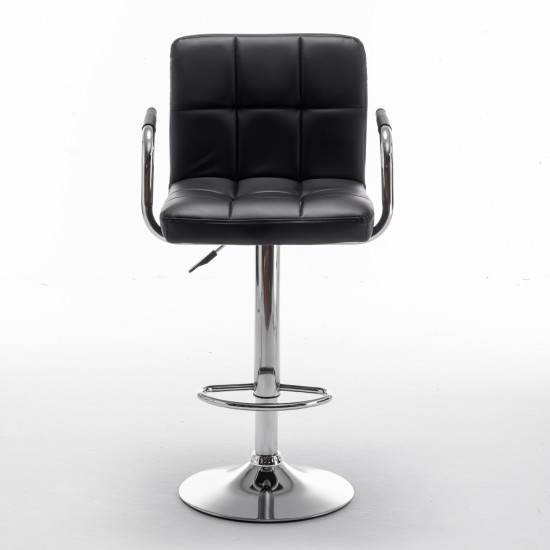 Σκαμπό Bar  RANCOR Με Πλάτη Πτυσσόμενο Μαύρο PVC/Μέταλλο 51x50x83-105cm