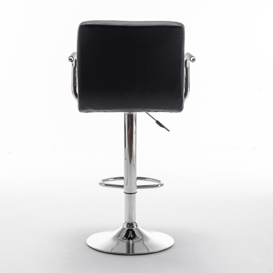 Σκαμπό Bar  RANCOR Με Πλάτη Πτυσσόμενο Μαύρο PVC/Μέταλλο 51x50x83-105cm