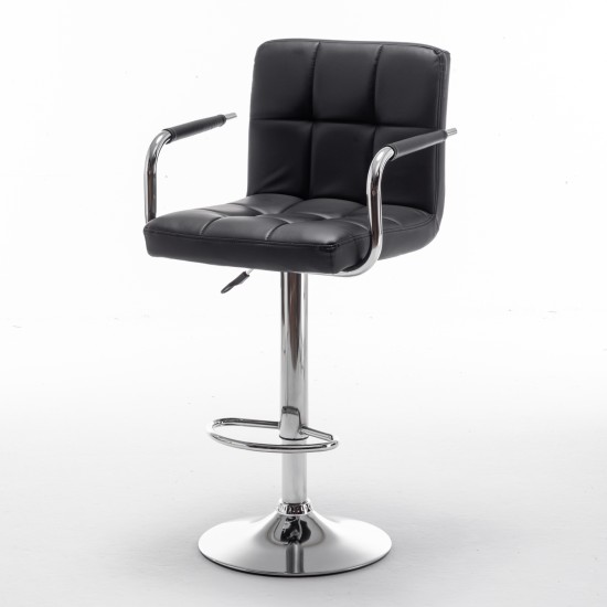 Σκαμπό Bar  RANCOR Με Πλάτη Πτυσσόμενο Μαύρο PVC/Μέταλλο 51x50x83-105cm