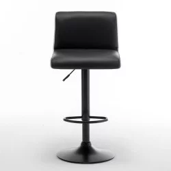 Σκαμπό Bar  ARMOR Με Πλάτη Πτυσσόμενο Μαύρο/Λευκό PU/Μέταλλο 45x48x86-107.5cm