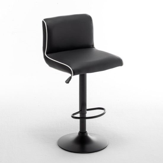 Σκαμπό Bar  ARMOR Με Πλάτη Πτυσσόμενο Μαύρο/Λευκό PU/Μέταλλο 45x48x86-107.5cm