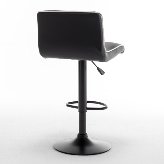 Σκαμπό Bar  ARMOR Με Πλάτη Πτυσσόμενο Μαύρο/Λευκό PU/Μέταλλο 45x48x86-107.5cm