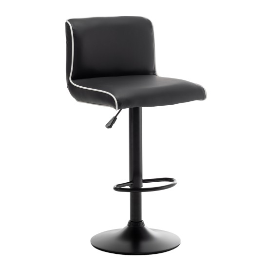 Σκαμπό Bar  ARMOR Με Πλάτη Πτυσσόμενο Μαύρο/Λευκό PU/Μέταλλο 45x48x86-107.5cm