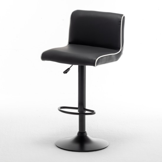 Σκαμπό Bar  ARMOR Με Πλάτη Πτυσσόμενο Μαύρο/Λευκό PU/Μέταλλο 45x48x86-107.5cm