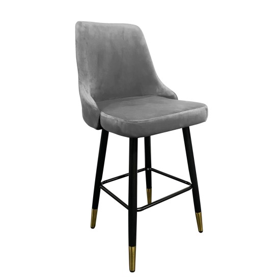 Σκαμπό Bar  COBB Με Πλάτη Γκρι Βελούδο/Μέταλλο 49x53x100cm Σκαμπό Bar  COBB Με Πλάτη Γκρι Βελούδο/Μέταλλο 49x53x100cm