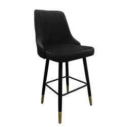 Σκαμπό Bar  COBB Με Πλάτη Μαύρο Βελούδο/Μέταλλο 49x53x100cm