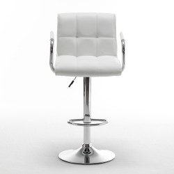 Σκαμπό Bar  DOKK Με Πλάτη Πτυσσόμενο Λευκό PU/Μέταλλο 52x56x94-115cm