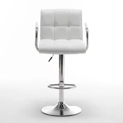 Σκαμπό Bar  DOKK Με Πλάτη Πτυσσόμενο Λευκό PU/Μέταλλο 52x56x94-115cm