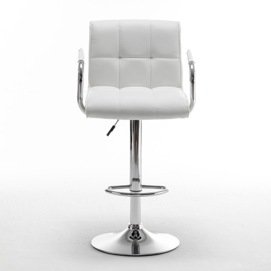 Σκαμπό Bar  DOKK Με Πλάτη Πτυσσόμενο Λευκό PU/Μέταλλο 52x56x94-115cm