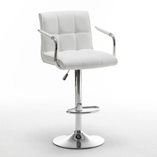 Σκαμπό Bar  DOKK Με Πλάτη Πτυσσόμενο Λευκό PU/Μέταλλο 52x56x94-115cm