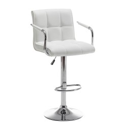 Σκαμπό Bar  DOKK Με Πλάτη Πτυσσόμενο Λευκό PU/Μέταλλο 52x56x94-115cm