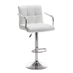 Σκαμπό Bar  DOKK Με Πλάτη Πτυσσόμενο Λευκό PU/Μέταλλο 52x56x94-115cm