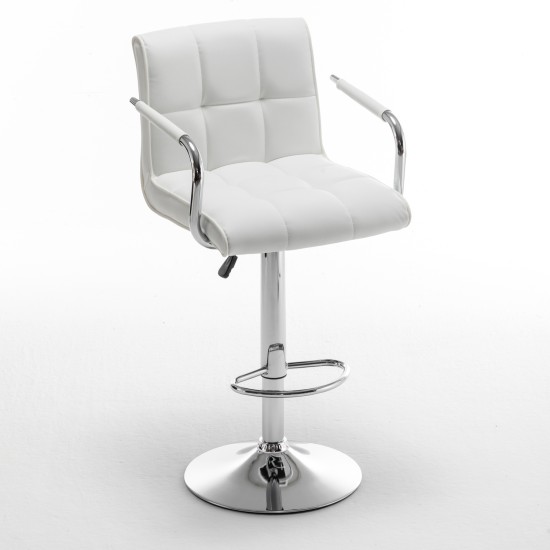 Σκαμπό Bar  DOKK Με Πλάτη Πτυσσόμενο Λευκό PU/Μέταλλο 52x56x94-115cm