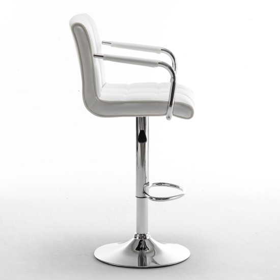 Σκαμπό Bar  DOKK Με Πλάτη Πτυσσόμενο Λευκό PU/Μέταλλο 52x56x94-115cm