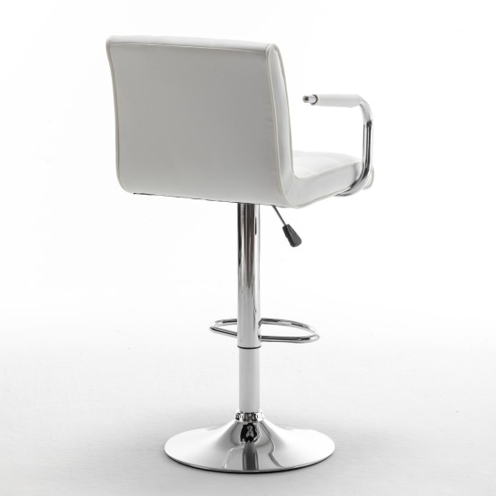 Σκαμπό Bar  DOKK Με Πλάτη Πτυσσόμενο Λευκό PU/Μέταλλο 52x56x94-115cm