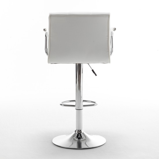 Σκαμπό Bar  DOKK Με Πλάτη Πτυσσόμενο Λευκό PU/Μέταλλο 52x56x94-115cm