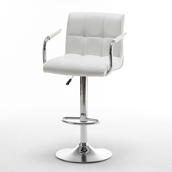 Σκαμπό Bar  DOKK Με Πλάτη Πτυσσόμενο Λευκό PU/Μέταλλο 52x56x94-115cm