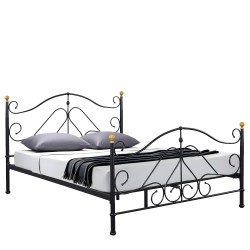 Κρεβάτι  EVELYN Μεταλλικό Semy Glossy Black 210x159x109cm (Στρώμα 150x200cm)