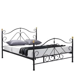 Κρεβάτι  EVELYN Μεταλλικό Semy Glossy Black 210x159x109cm (Στρώμα 150x200cm)