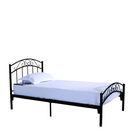 Κρεβάτι ArteLibre ZIZEL Μεταλλικό Sandy Black 208x91x87cm (Στρώμα 90x200cm) - ART-14250014