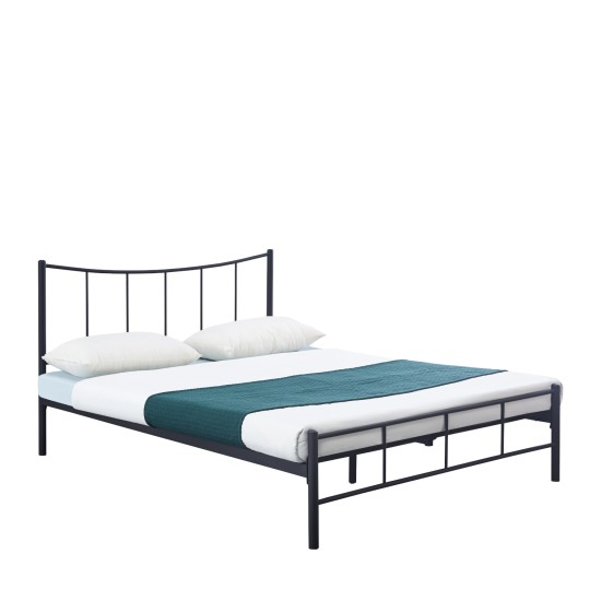 Κρεβάτι Διπλό ArteLibre ROSE Μαύρο Μέταλλο 208x159x100cm (Στρώμα 150x200cm) - ART-14250017