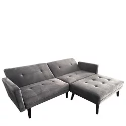 Καναπές Κρεβάτι Γωνιακός  ALFVIN Γκρι Ύφασμα 211x158x83cm