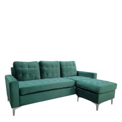 Καναπές Γωνιακός  BLAZE Αναστρέψιμος Πράσινο Ύφασμα 190x128x82cm