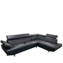 Καναπές Γωνιακός  MASAL Μαύρο PU 280x185x85cm