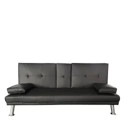 Καναπές Κρεβάτι Τριθέσιος  ALFRED Μαύρο PU 164x76.5x79cm
