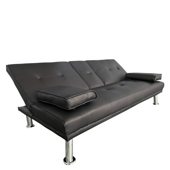 Καναπές Κρεβάτι Τριθέσιος ALFRED Μαύρο PU 164x76.5x79cm Καναπές Κρεβάτι Τριθέσιος ALFRED Μαύρο PU 164x76.5x79cm