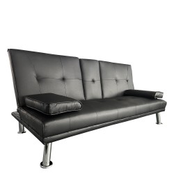 Καναπές Κρεβάτι Τριθέσιος  ALFRED Μαύρο PU 164x76.5x79cm
