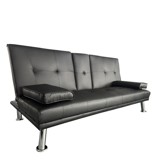 Καναπές Κρεβάτι Τριθέσιος ALFRED Μαύρο PU 164x76.5x79cm Καναπές Κρεβάτι Τριθέσιος ALFRED Μαύρο PU 164x76.5x79cm
