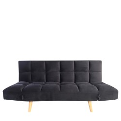 Καναπές Κρεβάτι Τριθέσιος  ELVINA Μαύρο Ύφασμα 182x82x88cm