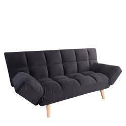 Καναπές Κρεβάτι Τριθέσιος  ELVINA Μαύρο Ύφασμα 182x82x88cm