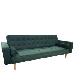 Καναπές Κρεβάτι Τριθέσιος  AUBREY Πράσινο Ύφασμα 224x88x84cm