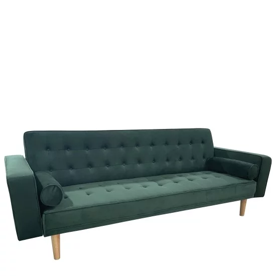 Καναπές Κρεβάτι Τριθέσιος  AUBREY Πράσινο Ύφασμα 224x88x84cm