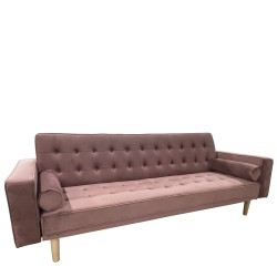 Καναπές Κρεβάτι Τριθέσιος  AUBREY Σάπιο Μήλο Ύφασμα 224x88x84cm