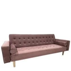 Καναπές Κρεβάτι Τριθέσιος  AUBREY Σάπιο Μήλο Ύφασμα 224x88x84cm
